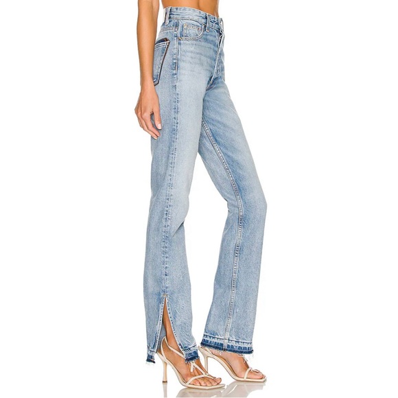 EB Denim Unraveled Two Newport frayed high-rise straight-leg jeans women’s 28 - Picture 3 of 13